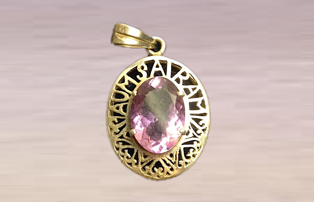 Silver Crown chakra pendant with universal mantra Om Sai Ram